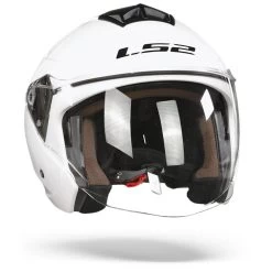 LS2 OF573 Twister II Single Mono Glanzend Wit Jethelm -Motorfiets Accessoires Ls2 of573 twister II single mono gloss white.35