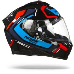 Nolan N80-8 Ally N-Com 43 Glanzend Zwart Blauw Rood Integraalhelm -Motorfiets Accessoires Nolan n80 8 ally n com 43.29