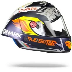 Shark Race-R Pro GP Oliveira Signature Mat Blauw Zilver Wit BSW Integraalhelm -Motorfiets Accessoires Shark race r pro gp oliveira signature mat blue silver white bsw.29