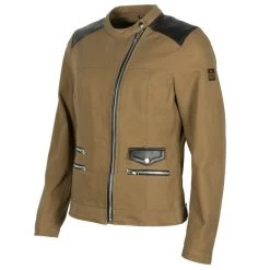 Helstons Cher Canvas Cotton Leather Kraft Brown Jacket -Motorfiets Accessoires cher kaki 1
