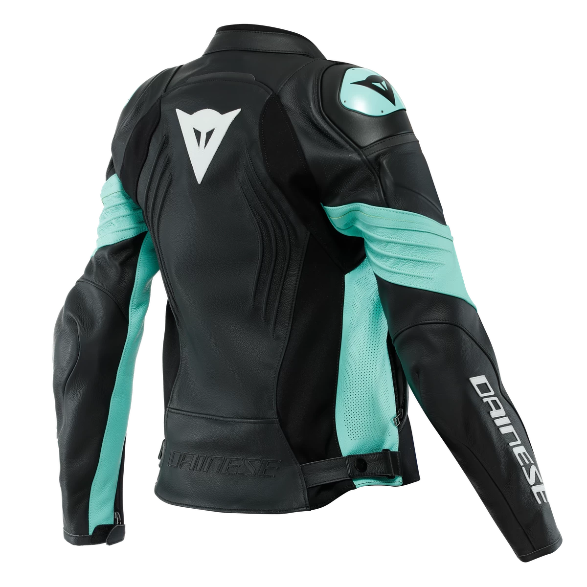Dainese Racing 4 Lady Leather Jacket Perf. Black Acqua Green 2 Dainese Racing 4 Lady Leather Jacket Perf. Black Acqua Green - Afbeelding 2