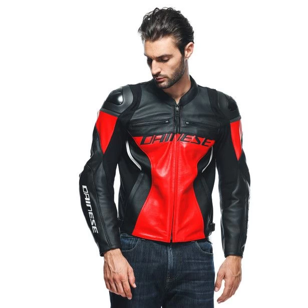 Dainese Racing 4 Leather Jacket Lava Red Black 1 Dainese Racing 4 Leather Jacket Lava Red Black