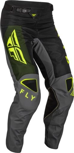 Fly Racing MX Pants Kinetic Jet Black Olive Hi-Vis