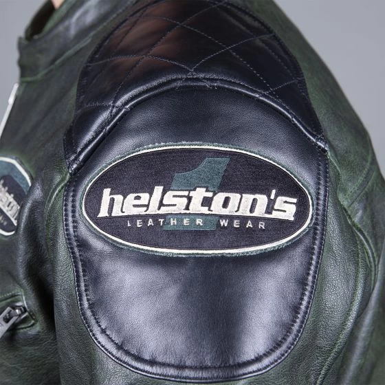 Helstons Trevor Leather Rag Green Black Jacket 2 Helstons Trevor Leather Rag Green Black Jacket - Afbeelding 2