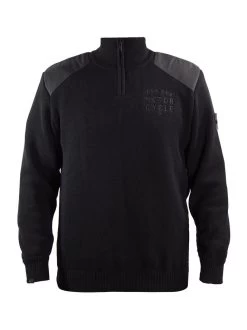 John Doe Knit Pullover Zwart Zip Small Logo -Motorfiets Accessoires jdp5002 pullover logo small front 1