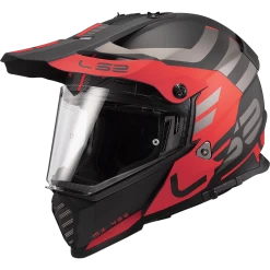 LS2 MX436 Pioneer Evo Adventurer Mat Zwart Rood Adventure Helm