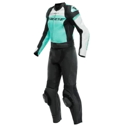 Dainese Mirage Lady Leather 2PCS Suit Black Acqua Green Glacier Gray