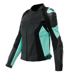 Dainese Racing 4 Lady Leather Jacket Perf. Black Acqua Green