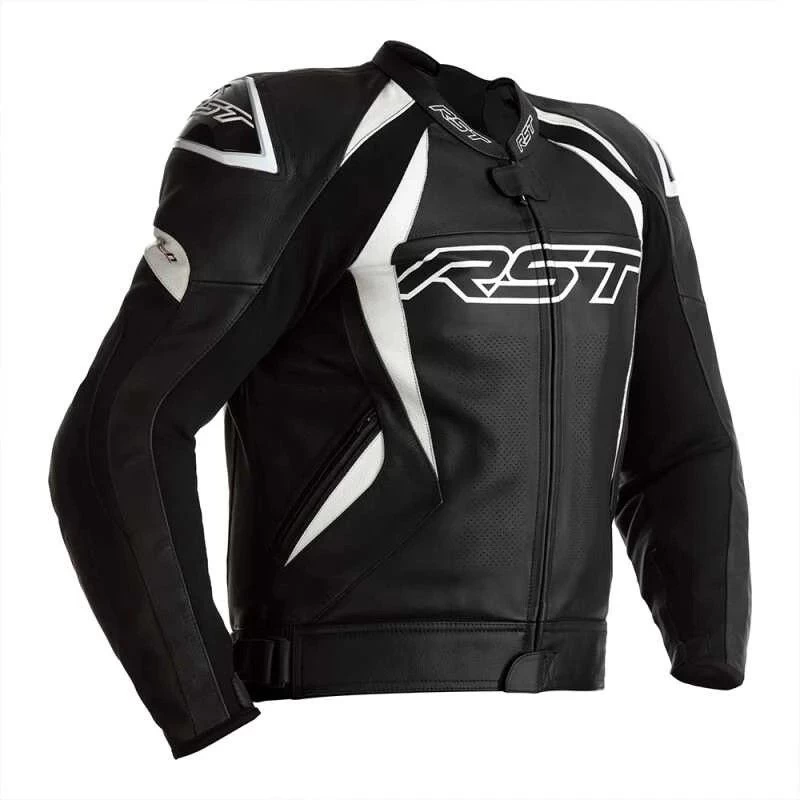 RST Tractech Evo 4 Ce Mens Leather Jacket Black White 1 RST Tractech Evo 4 Ce Mens Leather Jacket Black White