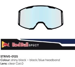 Spect Red Bull Strive Mx Goggles Single Lens Black Blue Clear