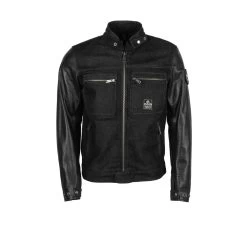 Helstons Winston Canvas Cotton Leather Black Black Jacket